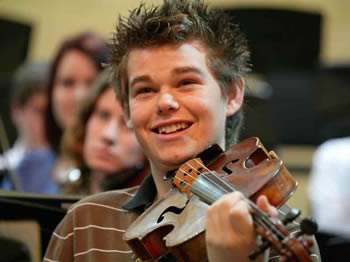 Young male violinist