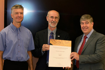 Leslie East (Chair of the Jazz Committee of the Musicians' Company), Brian Moore (DYJA) and Ken Parr (Head of Devon Music Hub)